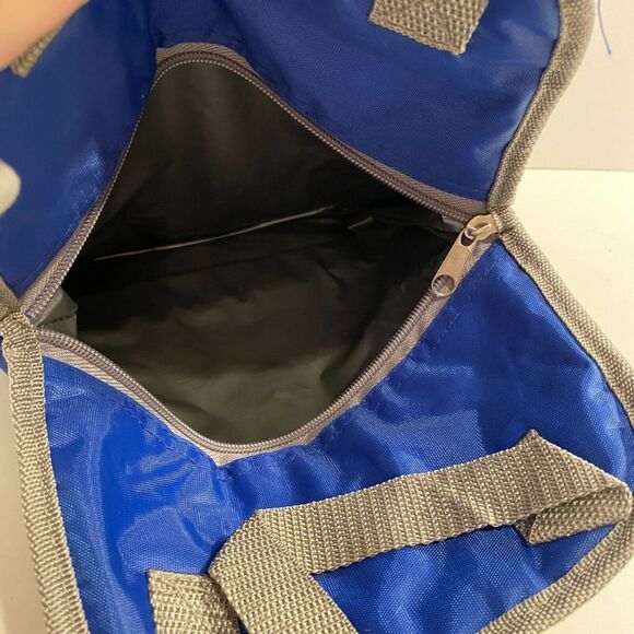 Solid Blue Foldable Lunch Bag Hook & Loop Closure Insulated w zipper compartment - Picture 4 of 4